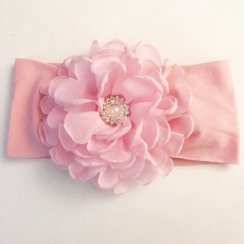 Beyond Creations Pink Bloom Flower Headband with Jeweled Center