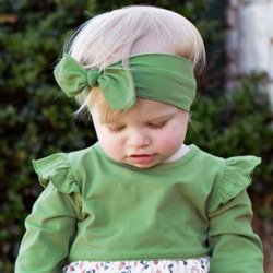 Ruffle Butts Green Knotted Bow Headband for Baby Girls and Toddlers