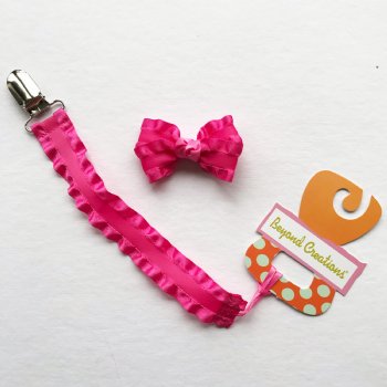 Beyond Creations Hot Pink Paci Clip with Detachable Bow Clippie