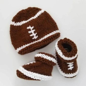Huggalugs Newborn Football Hat and Bootie Set