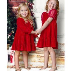Isobella & Chloe "Noella Red Velvet Dress for Toddlers