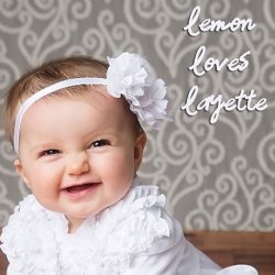 Lemon Loves Layette "Rose" Headband for Baby Girls and Toddlers in White