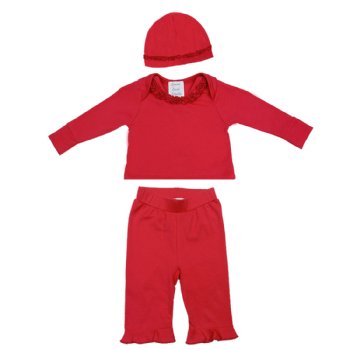 Lemon Loves Layette "Anna" 3 Pc. Set for Newborn and Baby Girls in Red