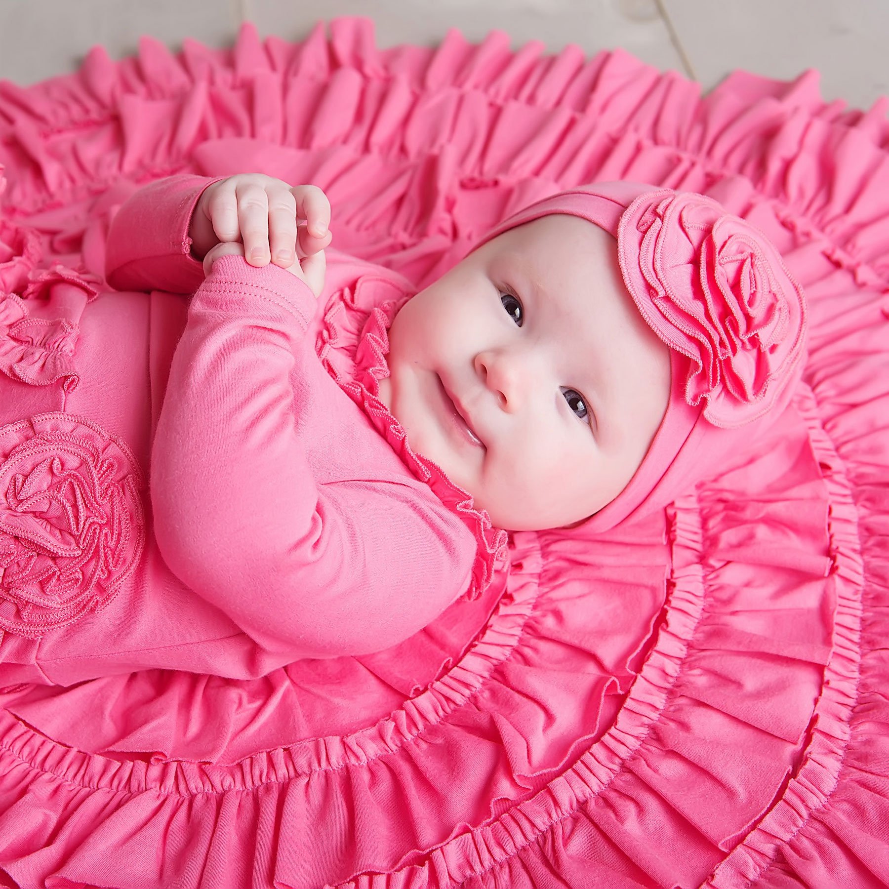 Lemon Loves Layette "Bijou" Hat for Newborn and Baby Girls in Pink Lemonade