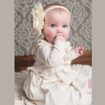 Lemon Loves Layette "Jenna" Gown for Newborn Girls in Eggnog Beige