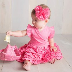 Lemon Loves Layette "Mia" Dress for Baby and Toddlers in Pink Lemonade