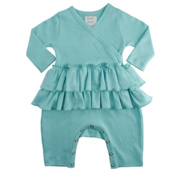 Lemon Loves Layette "Mayra" Romper for Newborns and Baby Girls in Blue Tint