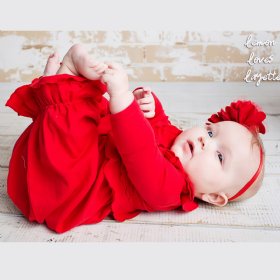 Lemon Loves Layette "Jenna" Gown for Newborn and Baby Girls in True Red