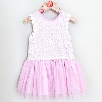 Mae Li Rose Lavender Lace and Tulle Dress for Toddlers