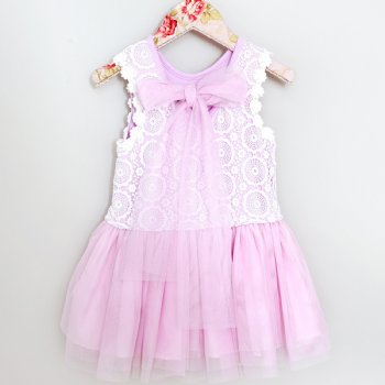 Mae Li Rose Lavender Lace and Tulle Dress for Toddlers