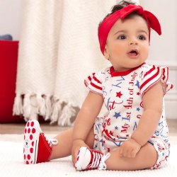 Tesa Babe "My First 4th Of July" Newborn and Baby Girl Romper