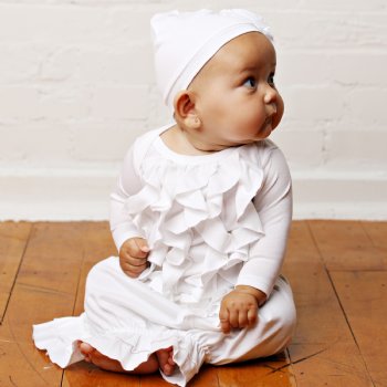 Lemon Loves Layette "Angel" Newborn Gown for Baby Girls in White