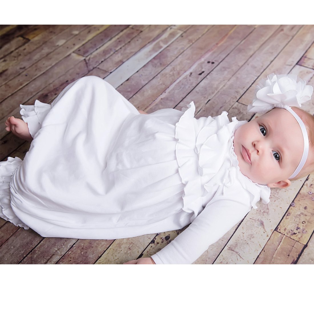 white newborn gown