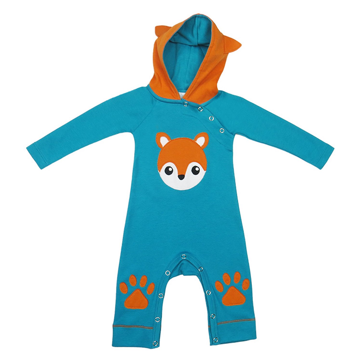 Lemon Loves Layette Hooded Fox Romper For Baby Boys