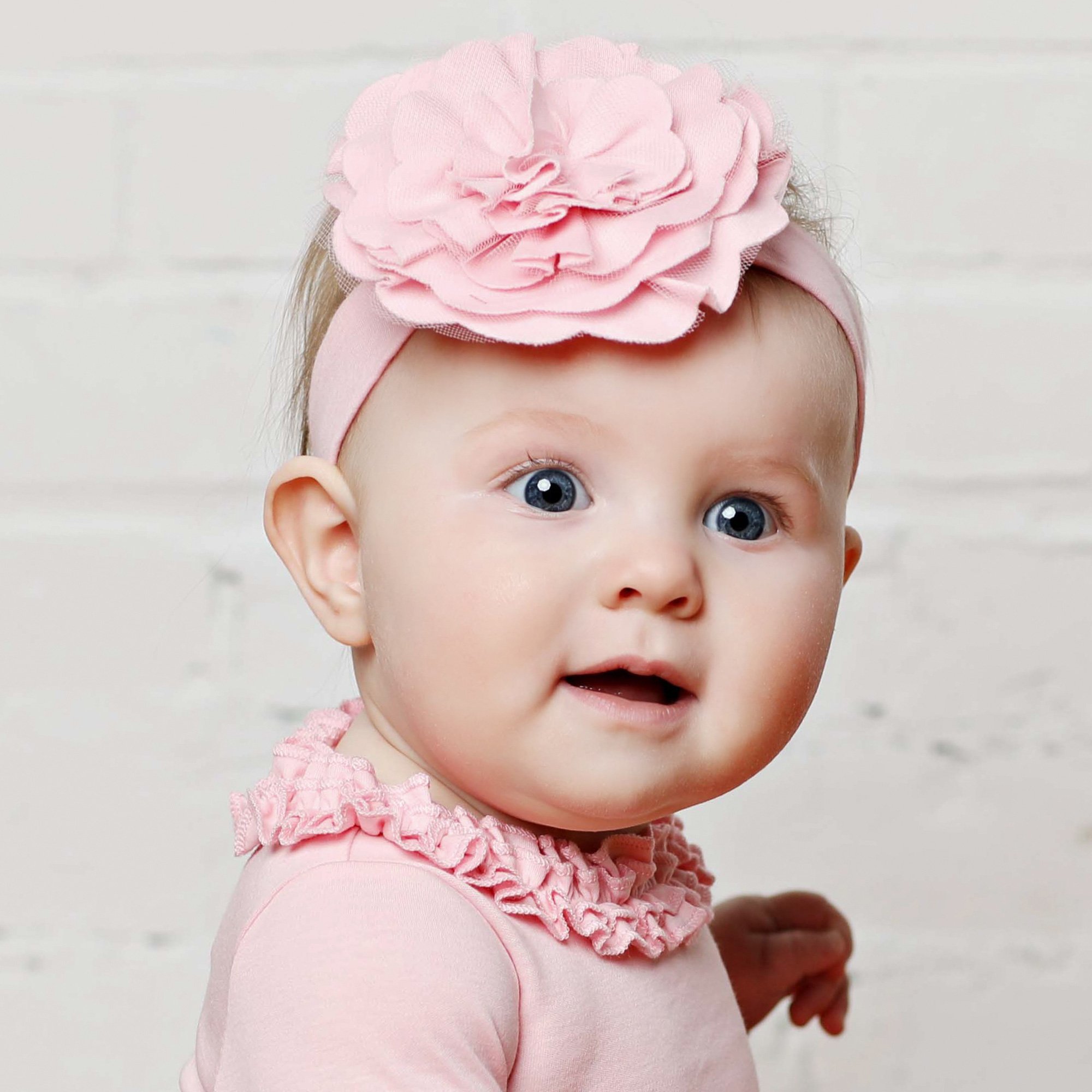 Lemon Loves Layette Lily Pad Headband for Baby Girls in Pink