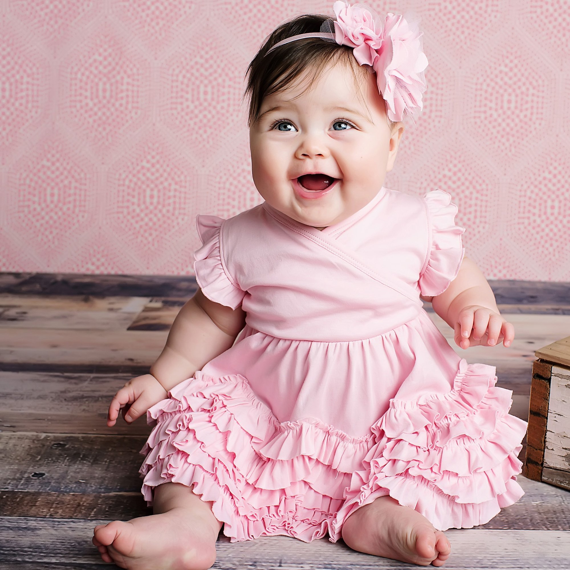 Pretty Baby Girl In Pink Dress Stock Photo, Picture and Royalty Free Image.  Image 30287335.