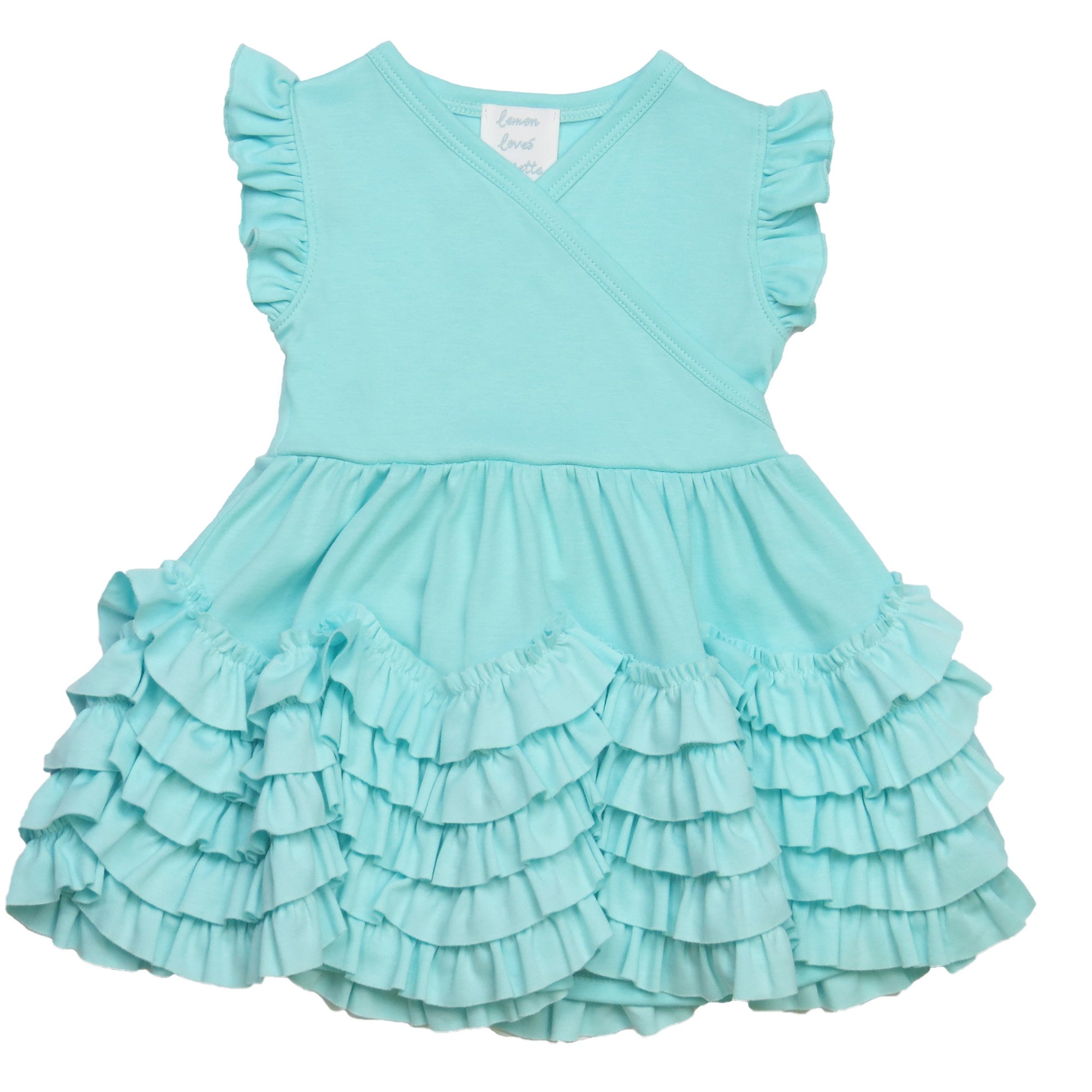 Lemon Loves Layette Aqua Blue Baby Dress - Mia