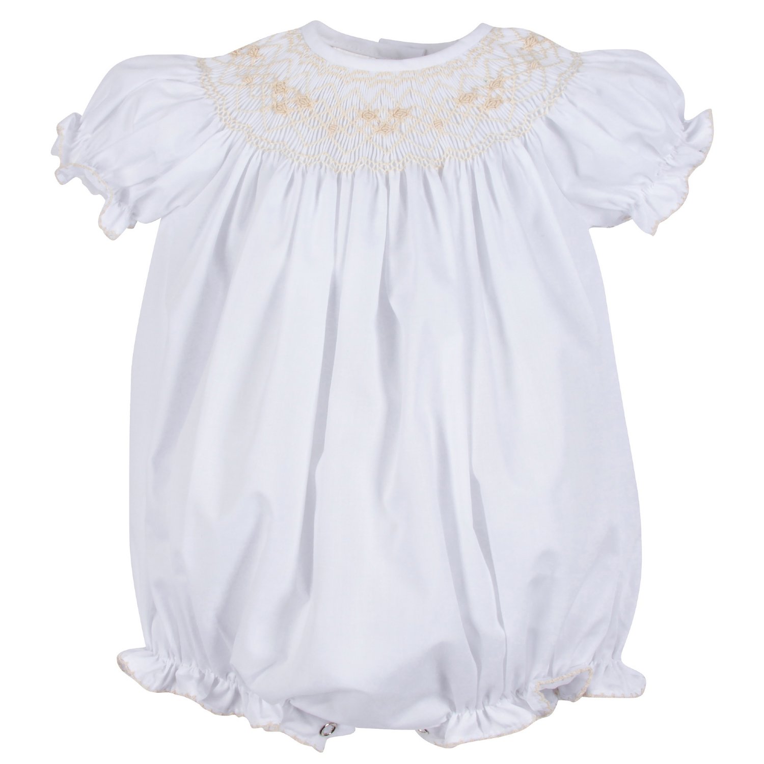 Emmie White Smocked Bubble for Baby Girls