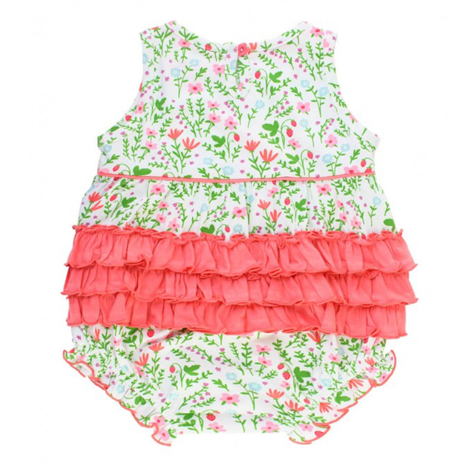 Ruffle Butts Strawberry Fields Ruffle Romper for Baby and Toddler Girls
