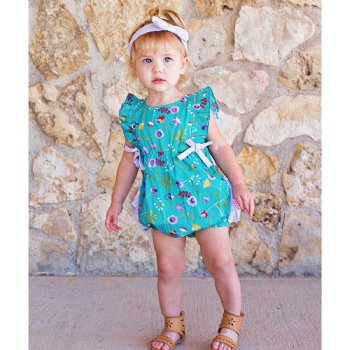 Ruffle Butts Painted Flowers Bubble Romper