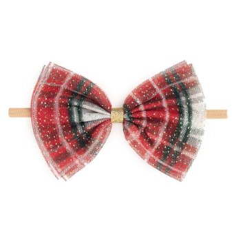 Sweet Wink "Holiday Plaid" Large Bow Headband