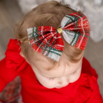 Sweet Wink "Holiday Plaid" Large Bow Headband