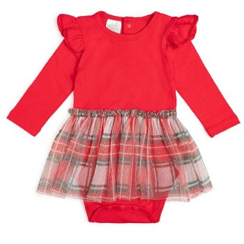 Sweet Wink Holiday Plaid Tutu Onesie for Baby Girls