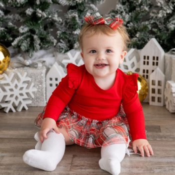 Sweet Wink Holiday Plaid Tutu Onesie for Baby Girls