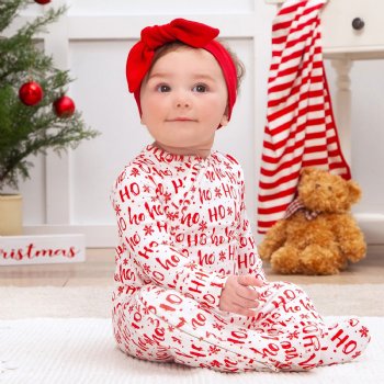 Tesa Babe "Ho Ho Ho" Baby Zipper Footed Romper